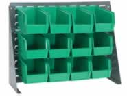 Louvered Panel Bench Racks with Bins