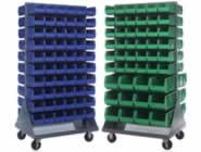 Mobile Louvered Panels with Bins