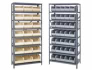 Steel Shelving with Stackable Shelf Bins