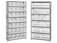 Steel Shelving with Clear Bins