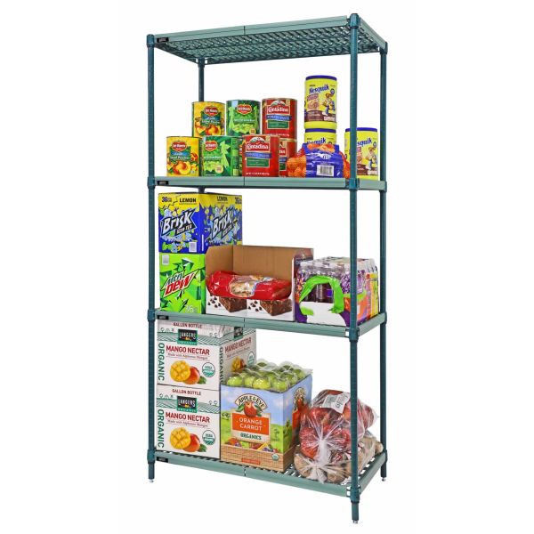 4-Shelf Vented - Green Epoxy and Polymer Wire Shelving Unit - Application