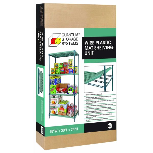 4-Shelf Vented - Green Epoxy and Polymer Wire Shelving Unit - Box