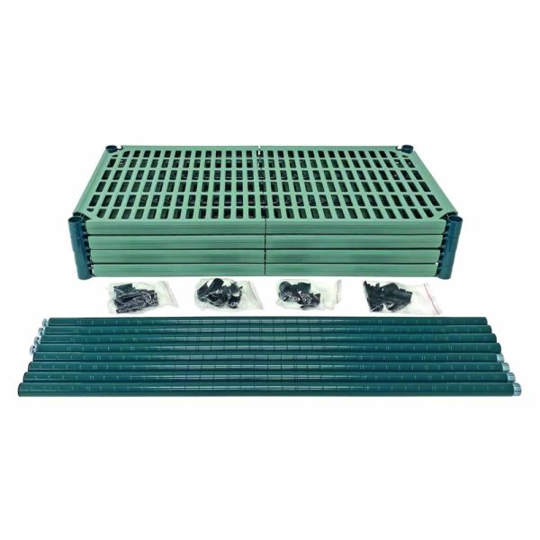 4-Shelf Vented - Green Epoxy and Polymer Wire Shelving Unit - Kit