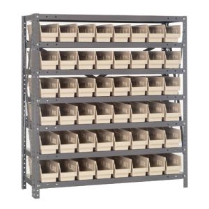 Steel Shelving with Plastic Bins