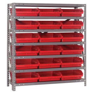 Steel Shelving with Plastic Bins