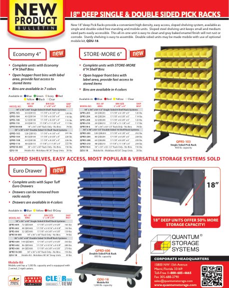 18" DEEP SINGLE & DOUBLE SIDED PICK RACKS
