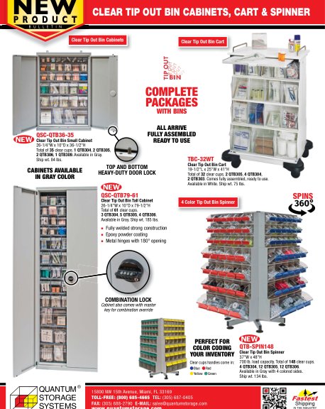 CLEAR TIP OUT BIN CABINETS, CART & SPINNER