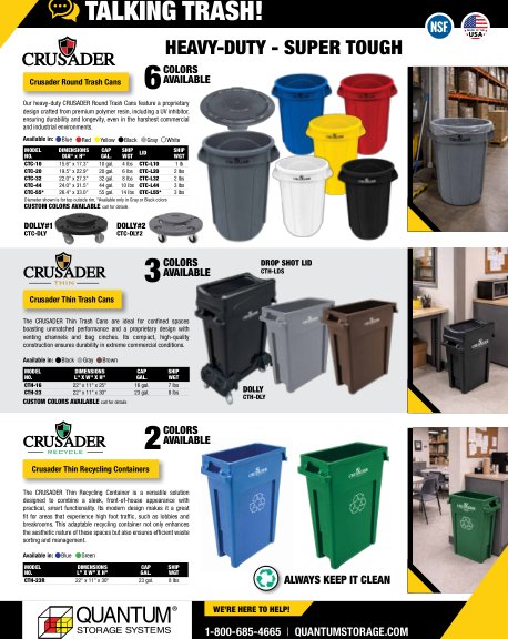 CRUSADER TRASH CANS